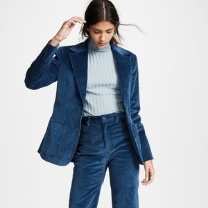 La Vie Rebecca Taylor Corduroy Jacket Blue Blazer Sz med